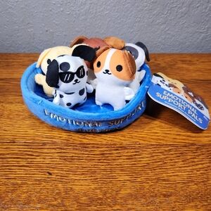Emotional Support Pals Plush Dog Set in Blue Bed